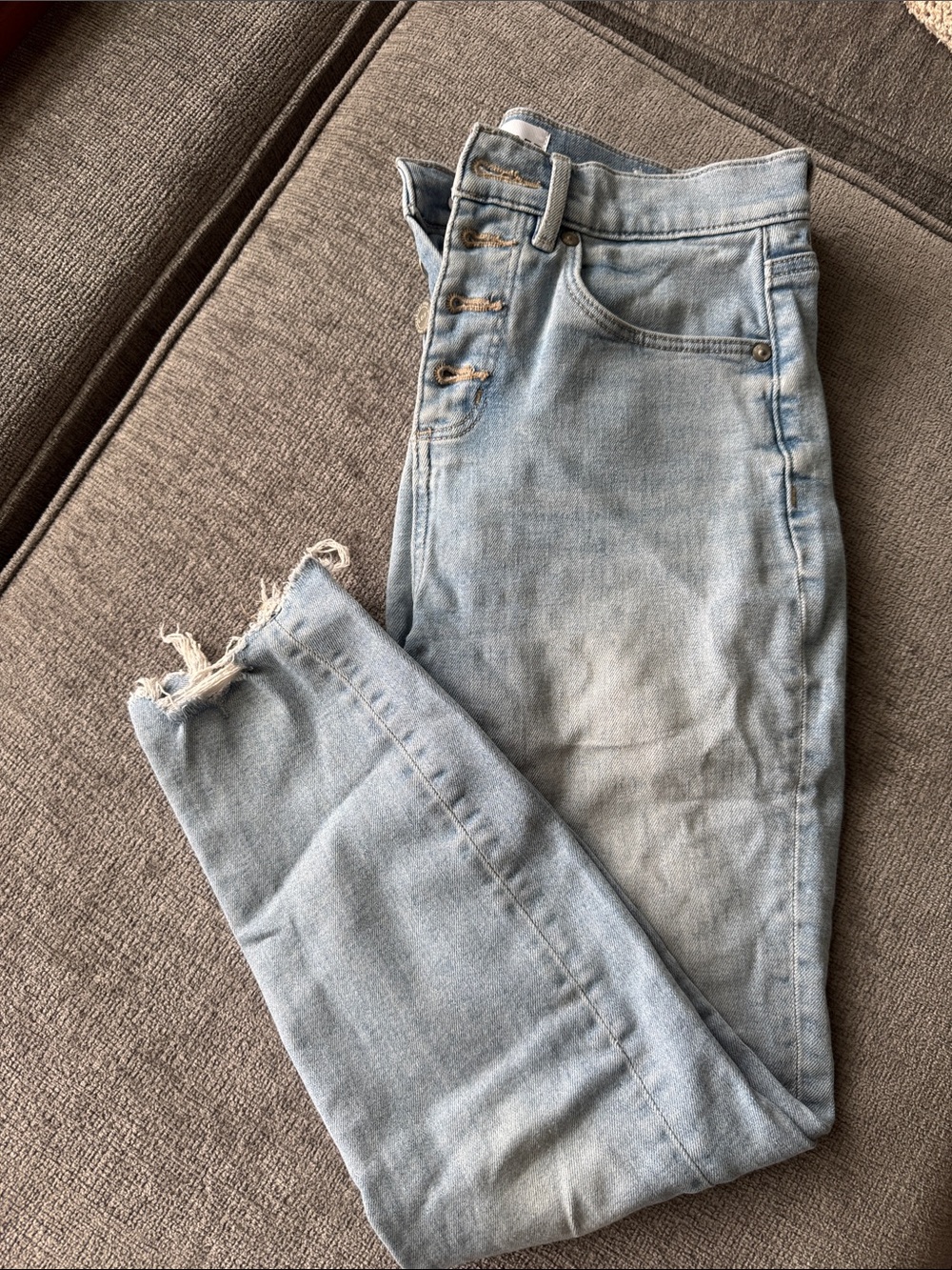 LOFT Light Blue High-Rise Button-Fly Jeans